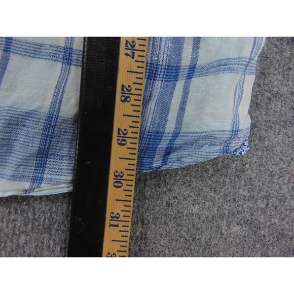 Tommy Bahama Shirt Mens 3XL Blue White Plaid Linen Long Sleeve - Picture 4 of 7